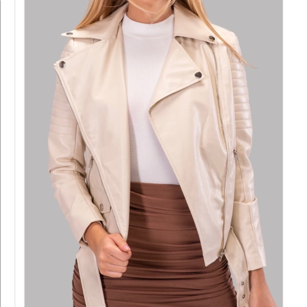 ByEgreis Faux Leather Jacket (cream)